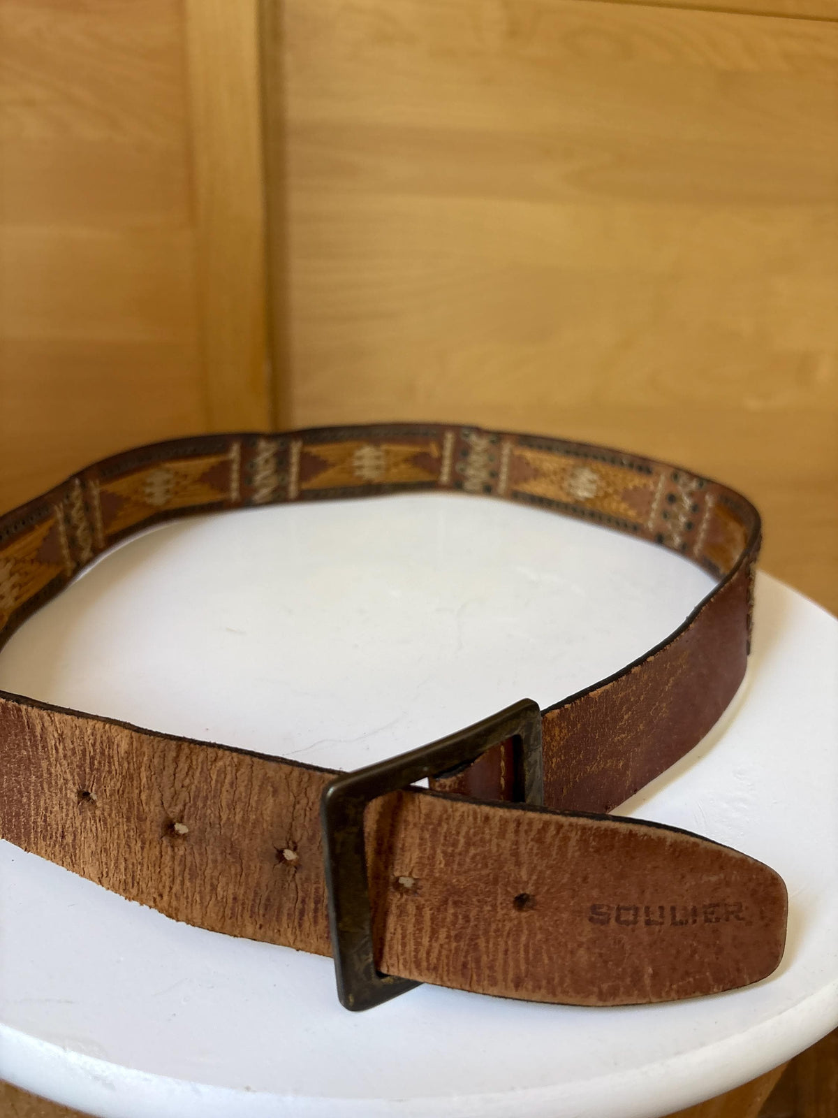 Boho Genuine Leather Woven Belt | Handwoven Western Festival Belt | Rustic Brown | 100 cm