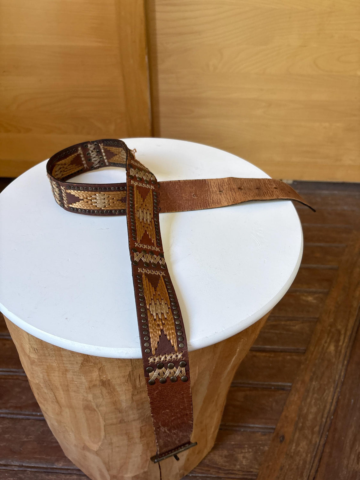 Boho Genuine Leather Woven Belt | Handwoven Western Festival Belt | Rustic Brown | 100 cm