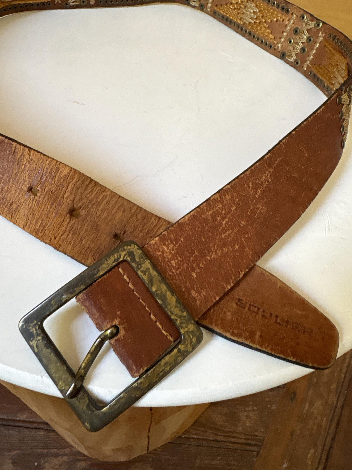 Boho Genuine Leather Woven Belt | Handwoven Western Festival Belt | Rustic Brown | 100 cm