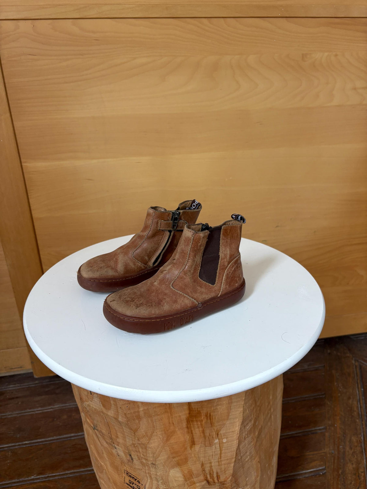 Pom d’Api Kids Leather Ankle Boots EU 26 | Cognac Brown Chelsea Boots | Preloved Children’s Shoes