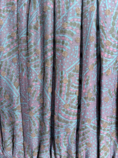 Antik Batik Silk Bohemian Dress | 100% Silk | Cotton Lining | Navy Print | Size L (EU 42)