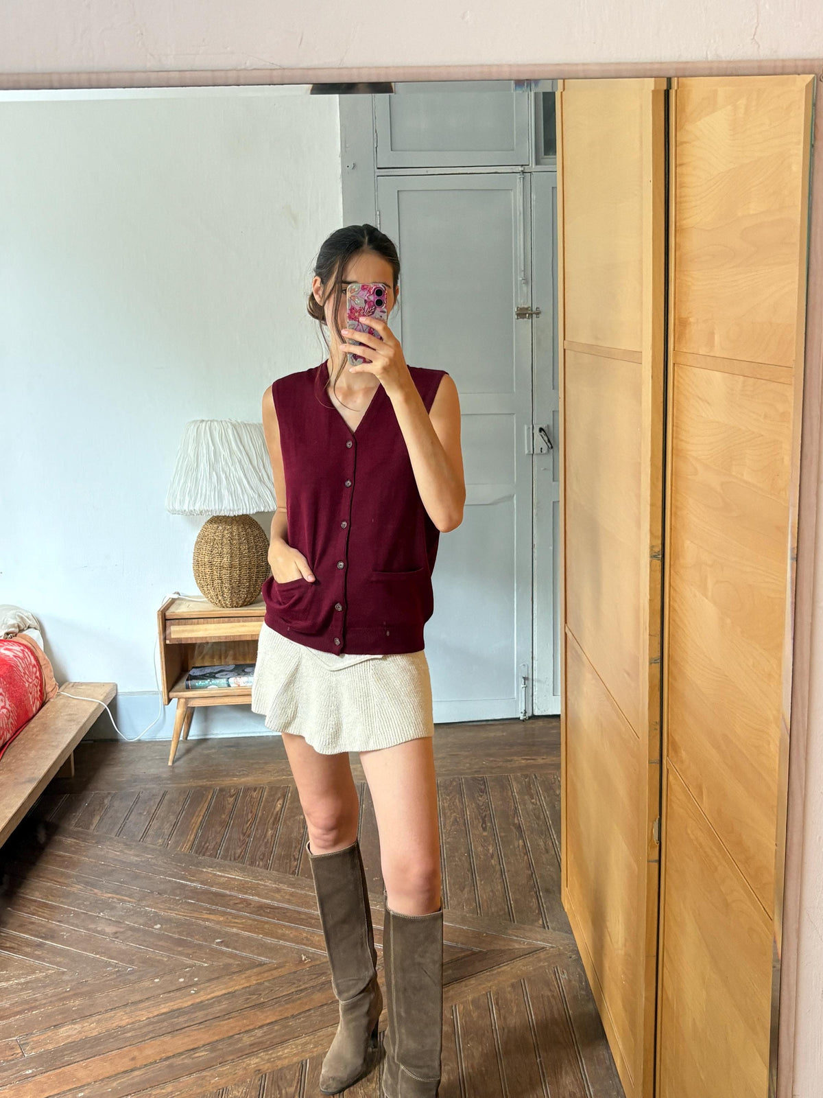 Luxe Wool blend Waistcoat | New With Tags | Burgundy | Made in Spain | Italian Fabric