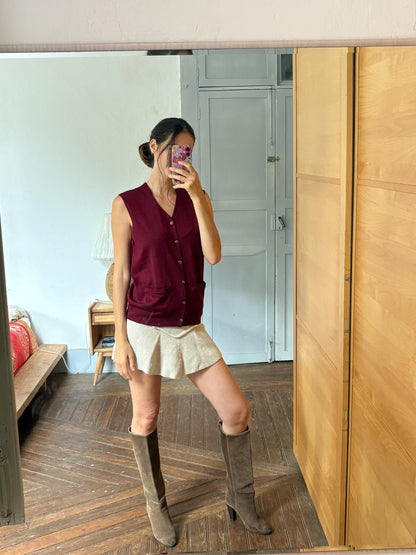 Luxe Wool blend Waistcoat | New With Tags | Burgundy | Made in Spain | Italian Fabric