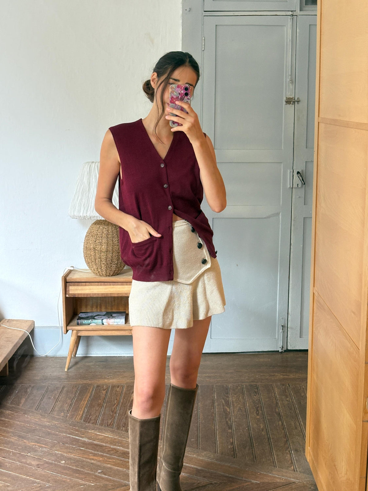 Luxe Wool blend Waistcoat | New With Tags | Burgundy | Made in Spain | Italian Fabric