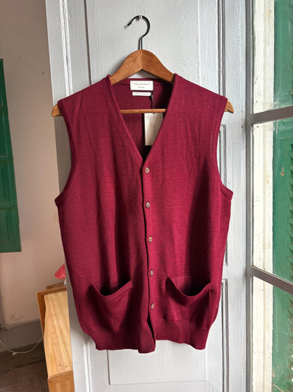 Luxe Wool blend Waistcoat | New With Tags | Burgundy | Made in Spain | Italian Fabric
