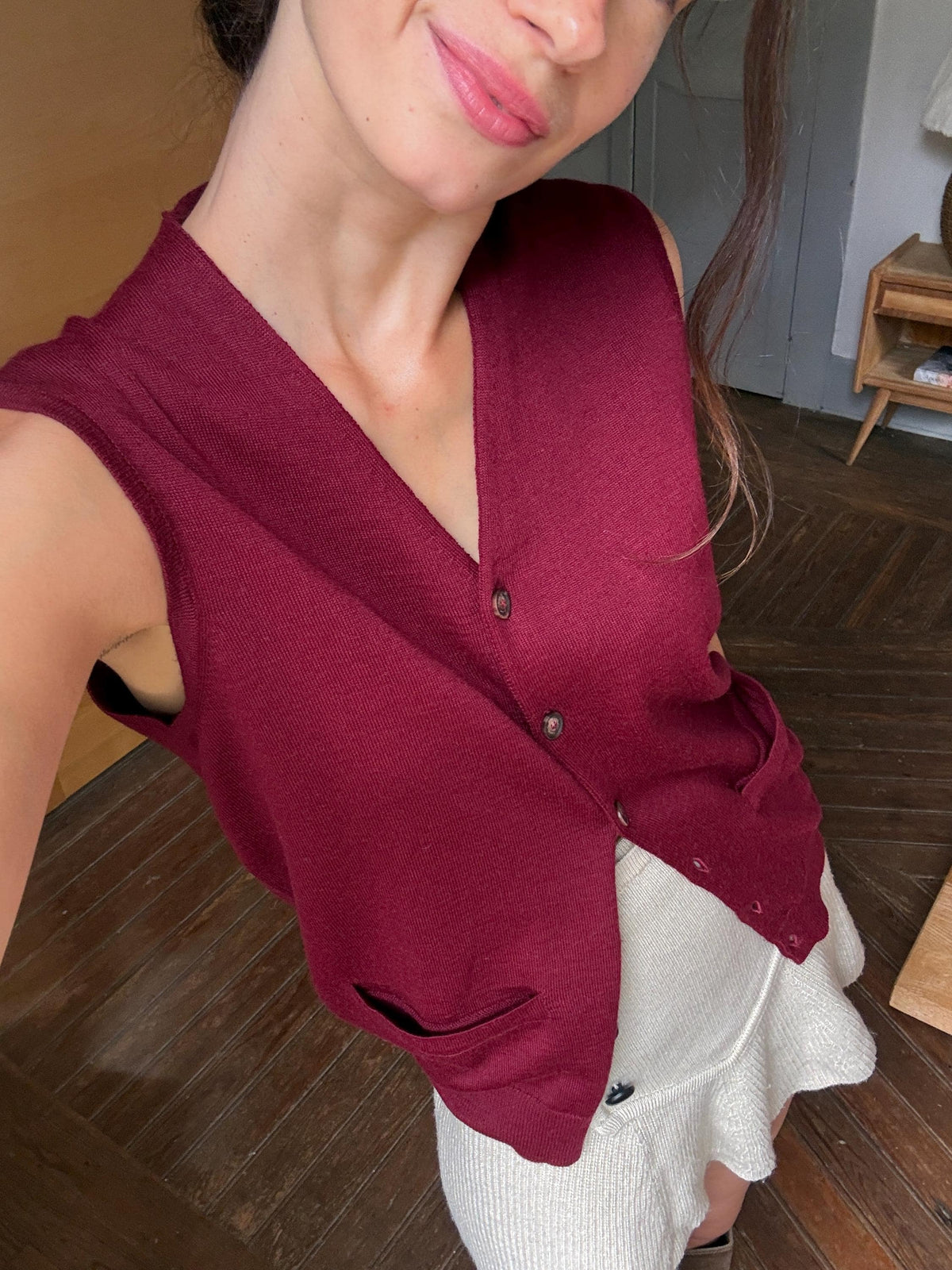 Luxe Wool blend Waistcoat | New With Tags | Burgundy | Made in Spain | Italian Fabric