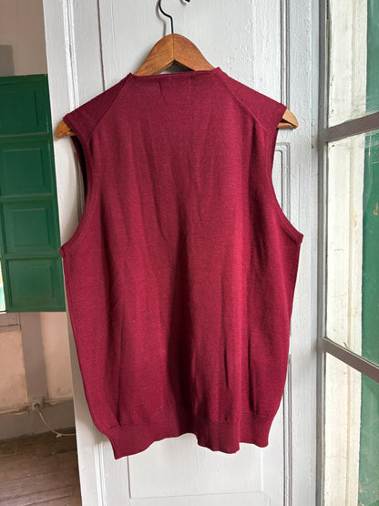 Luxe Wool blend Waistcoat | New With Tags | Burgundy | Made in Spain | Italian Fabric
