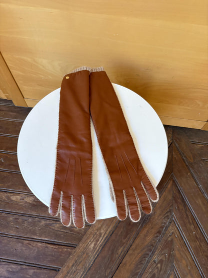 Luxe Long Sheepskin Leather Gloves | Butter Soft | Women's M | Wool Knit | Quiet Main Character Energy