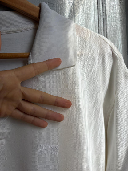BOSS Hugo Boss White Pima Cotton Polo Shirt XL | Men’s Designer Logo Polo | Relaxed Preppy Shirt