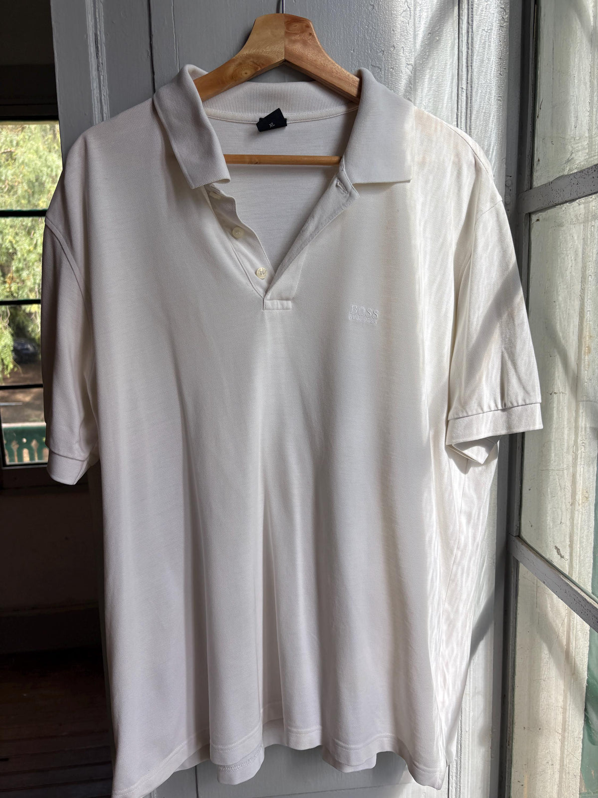 BOSS Hugo Boss White Pima Cotton Polo Shirt XL | Men’s Designer Logo Polo | Relaxed Preppy Shirt