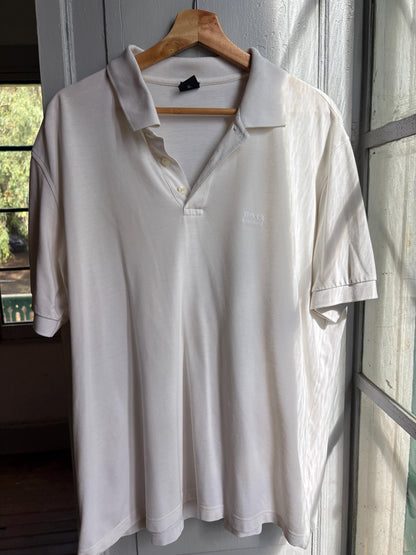BOSS Hugo Boss White Pima Cotton Polo Shirt XL | Men’s Designer Logo Polo | Relaxed Preppy Shirt