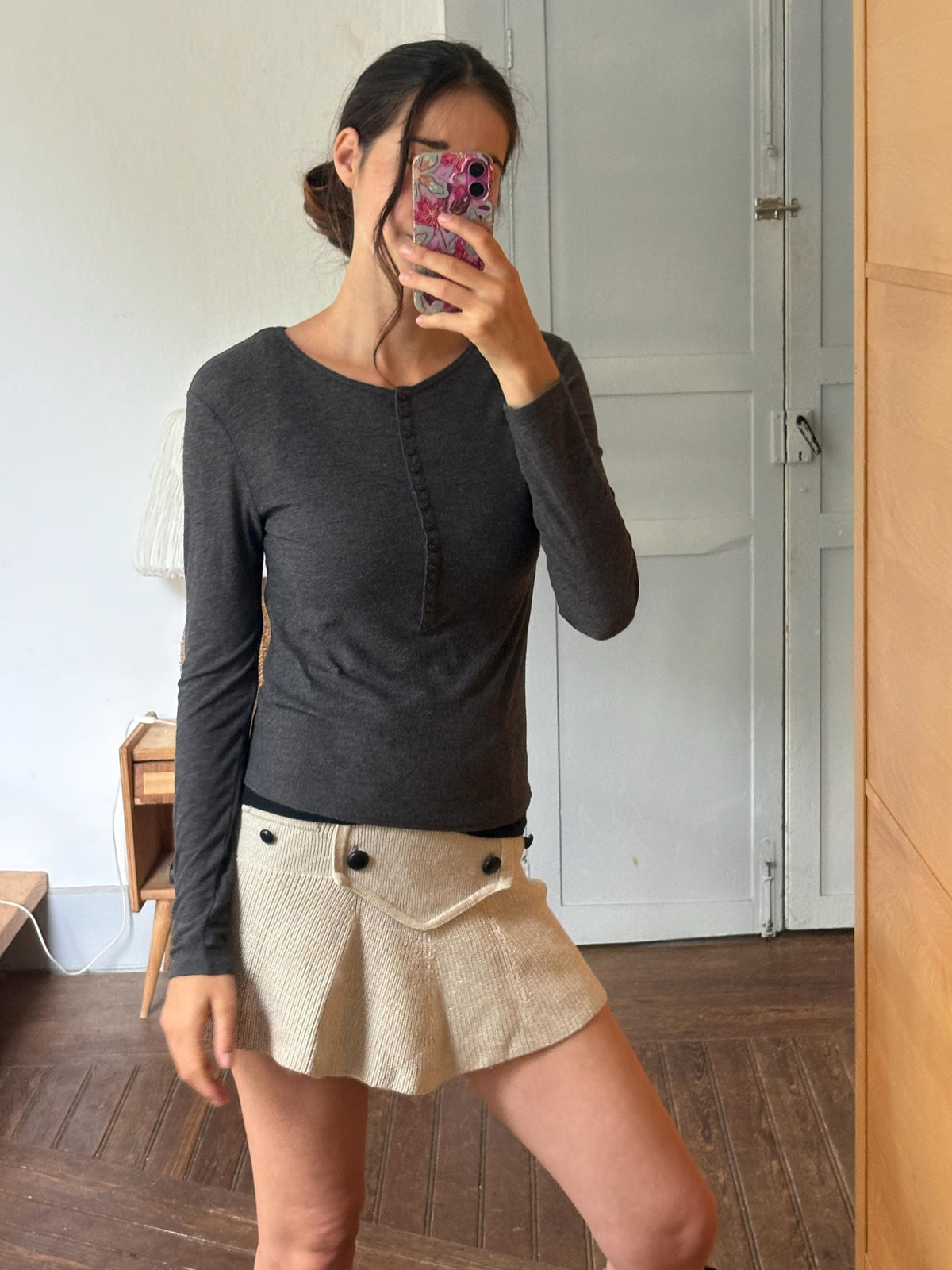 Dark Grey Modal Wool Layered Top — additional view 10
