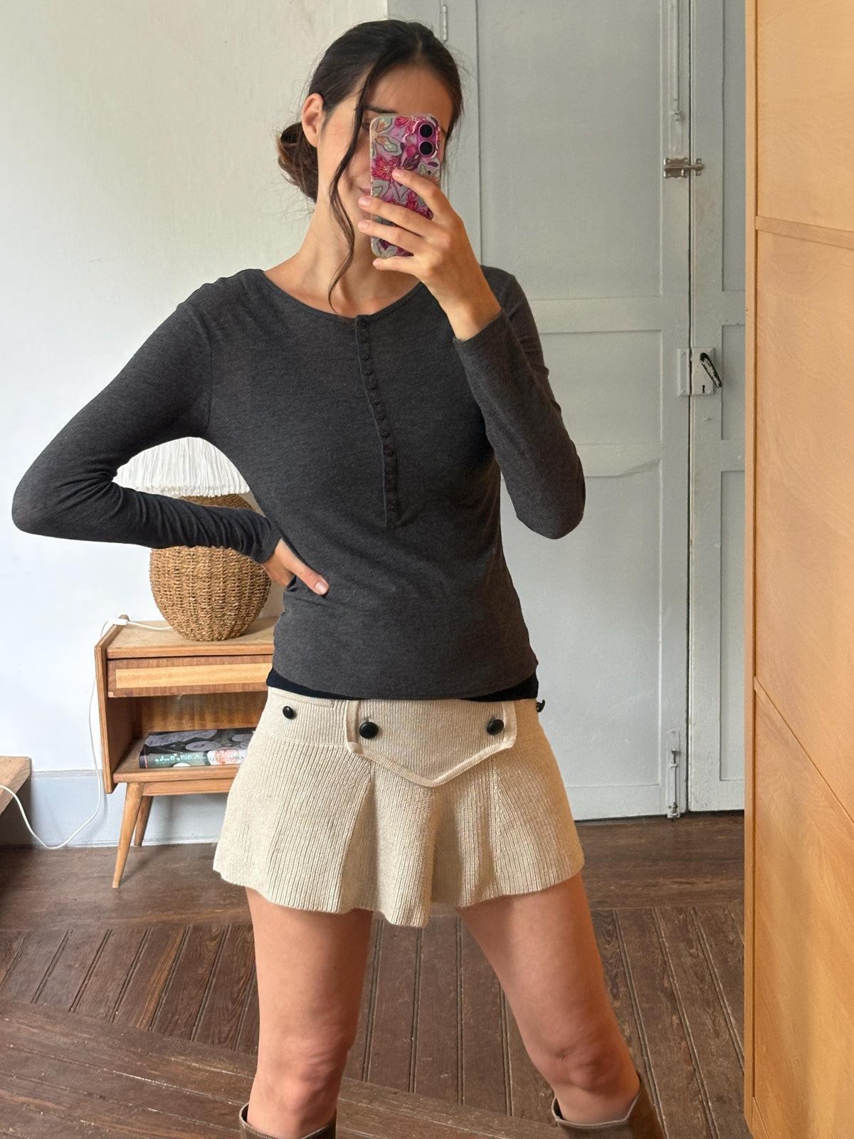Dark Grey Modal Wool Layered Top — additional view 9