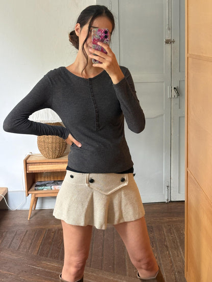 Dark Grey Modal Wool Layered Top — additional view 9