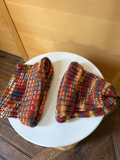 Hand-Knitted Beanie and Neck Warmer Set | Multicolour Grandma-Made Winter Accessories | One-of-a-Kind Knit Gift