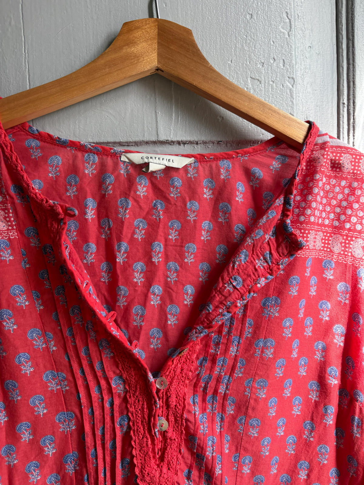 Red Boho Cotton Blouse | Cortefiel | Peasant Top | Festival Hippie Blouse