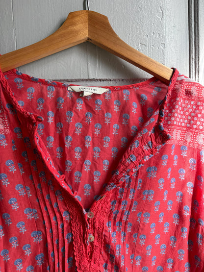 Red Boho Cotton Blouse | Cortefiel | Peasant Top | Festival Hippie Blouse
