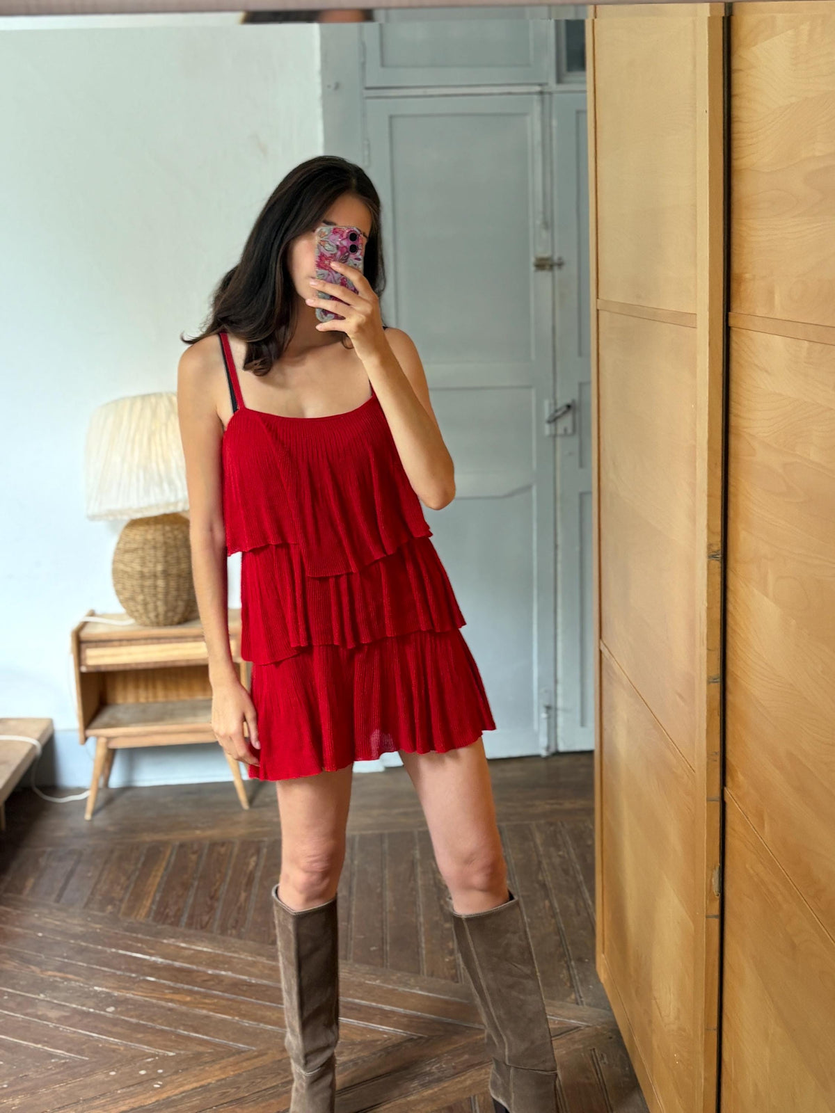 Red Tiered Mini Dress | Layered Ruffle Dress | Roaring 20s Inspired Party Dress