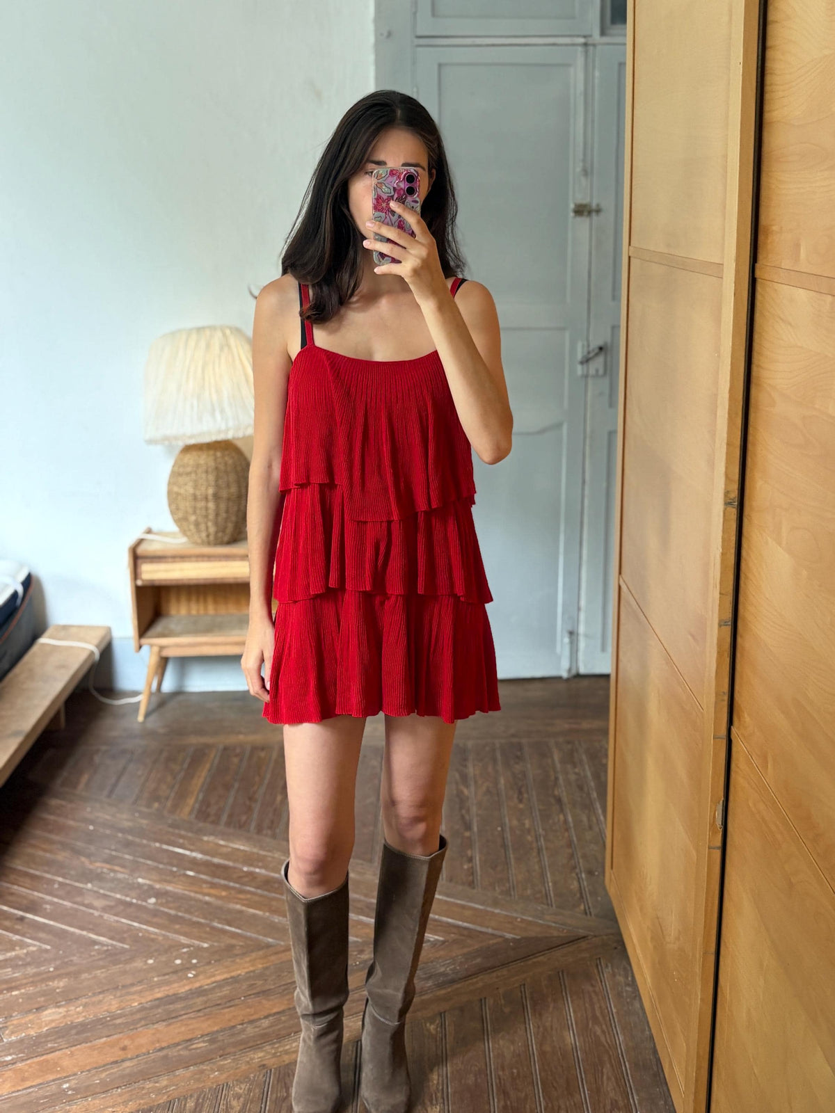 Red Tiered Mini Dress | Layered Ruffle Dress | Roaring 20s Inspired Party Dress