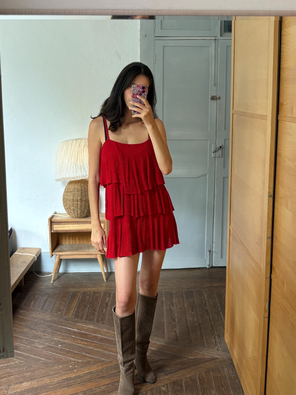 Red Tiered Mini Dress | Layered Ruffle Dress | Roaring 20s Inspired Party Dress