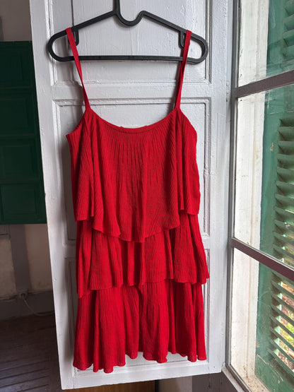 Red Tiered Mini Dress | Layered Ruffle Dress | Roaring 20s Inspired Party Dress