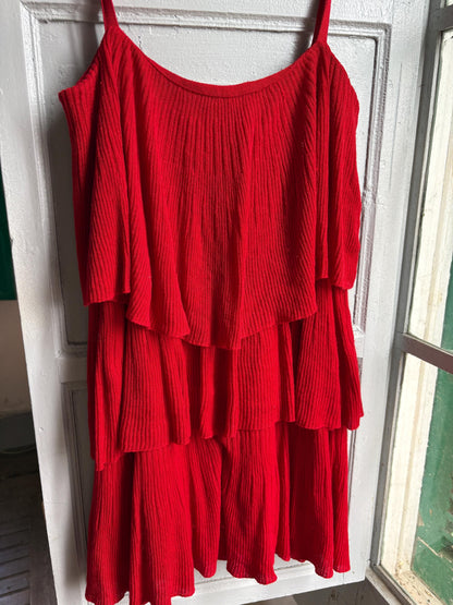 Red Tiered Mini Dress | Layered Ruffle Dress | Roaring 20s Inspired Party Dress