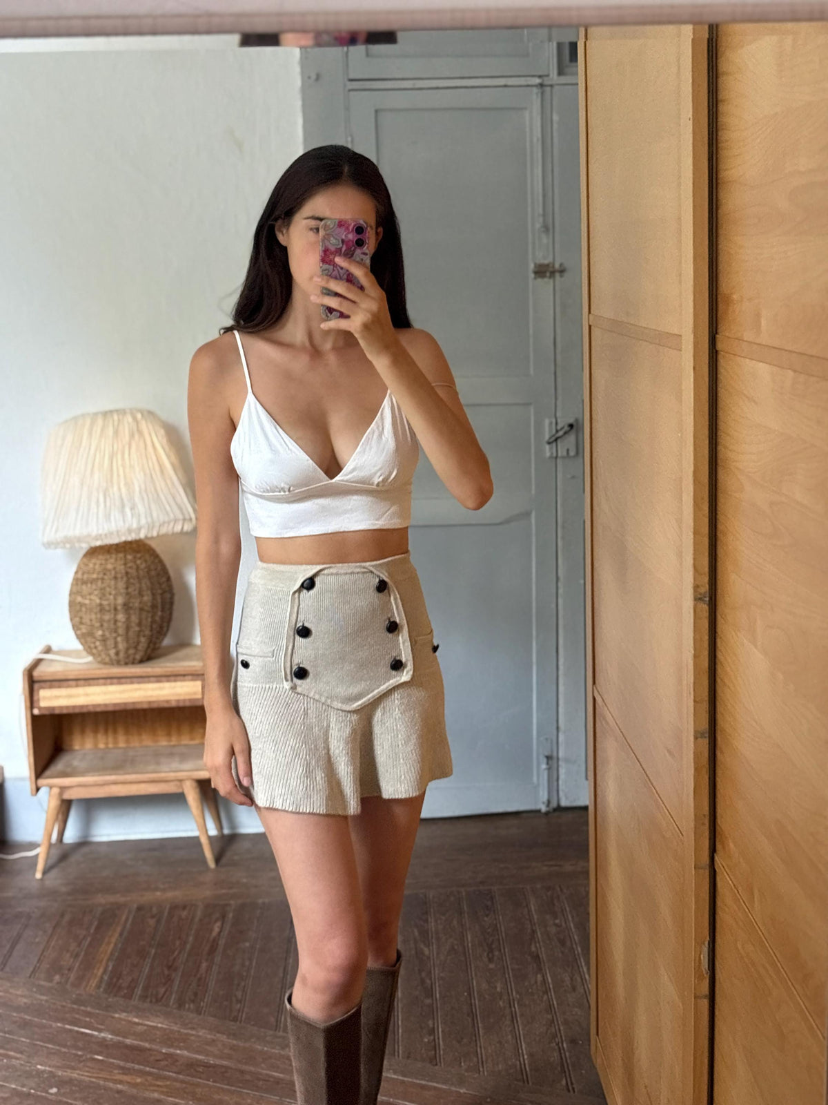 White Bralette Crop Top | Minimalist Cami | Adjustable Strap Crop Top