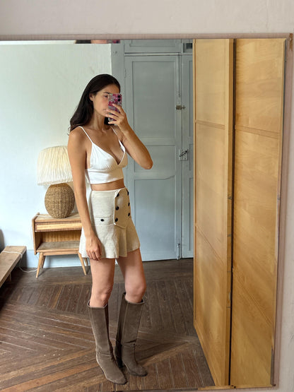 White Bralette Crop Top | Minimalist Cami | Adjustable Strap Crop Top