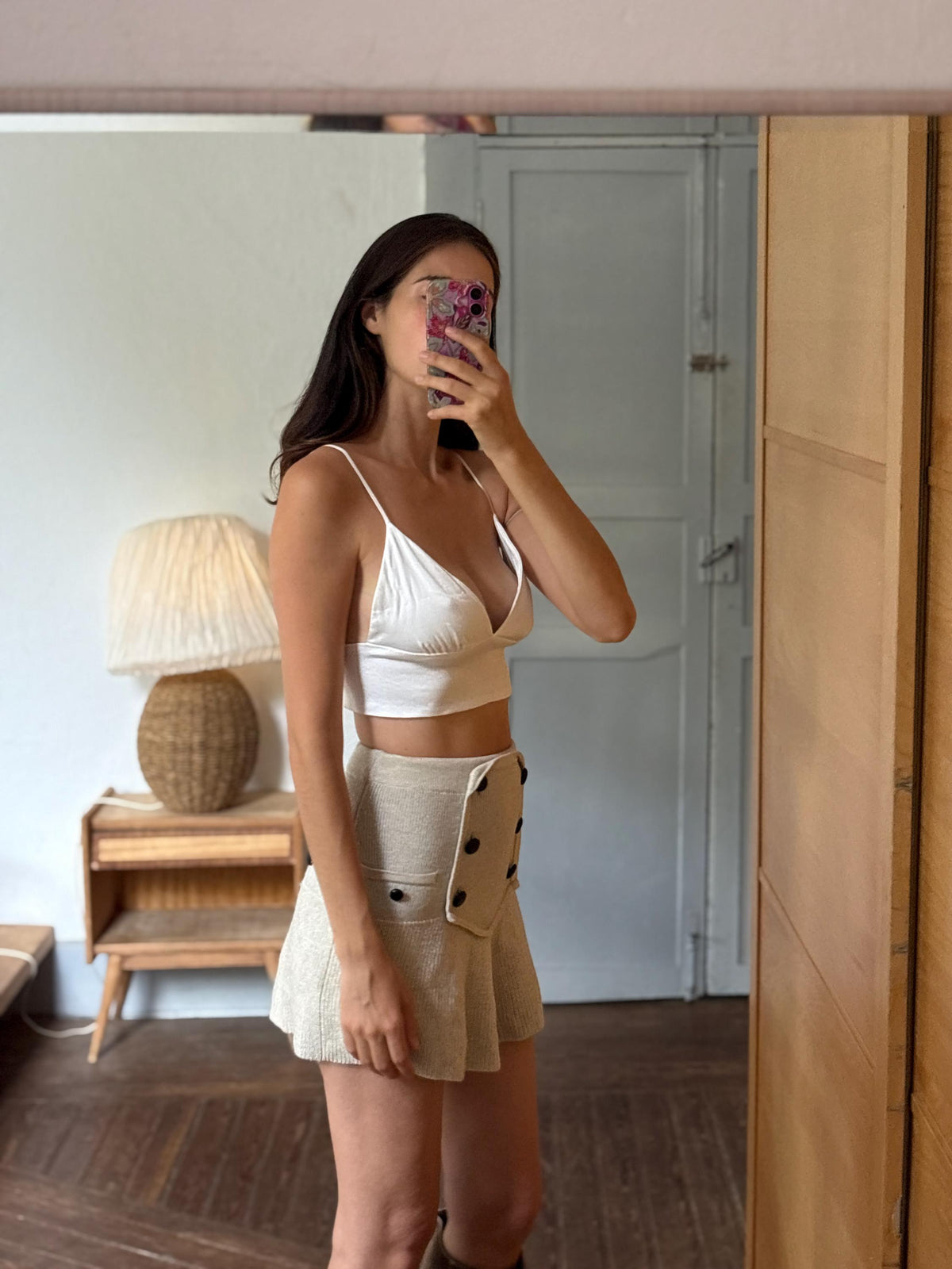 White Bralette Crop Top | Minimalist Cami | Adjustable Strap Crop Top