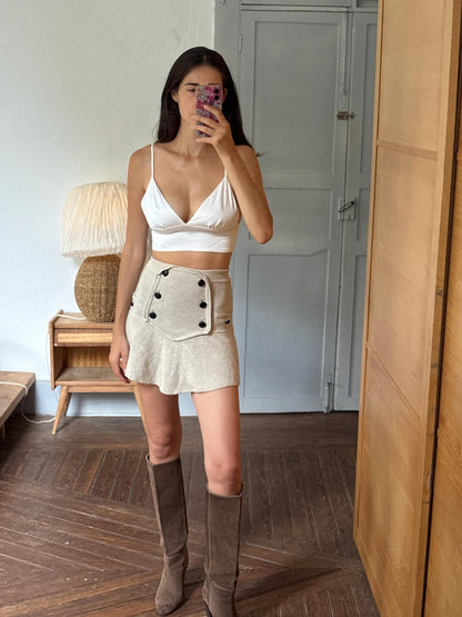 White Bralette Crop Top | Minimalist Cami | Adjustable Strap Crop Top