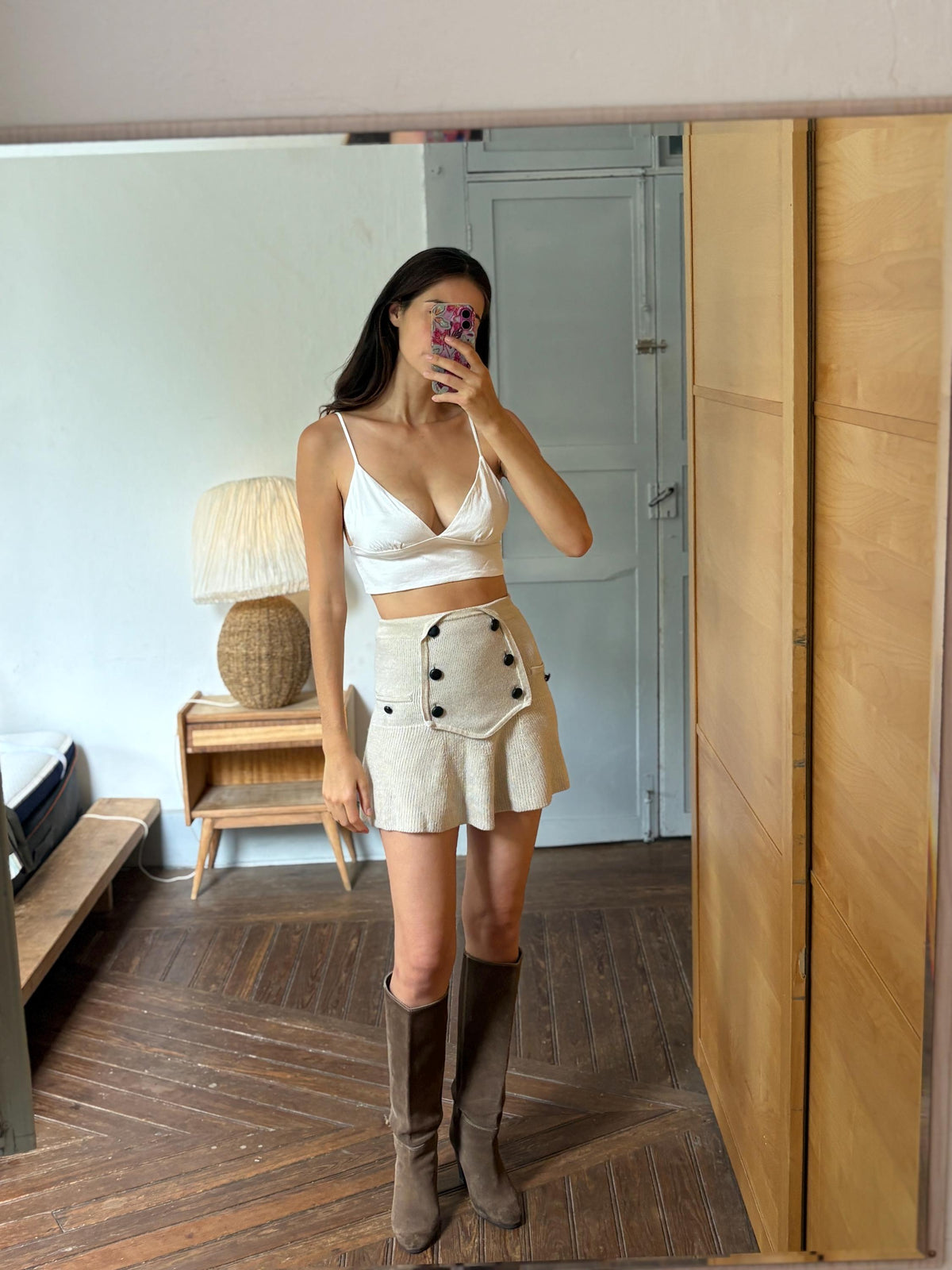 White Bralette Crop Top | Minimalist Cami | Adjustable Strap Crop Top