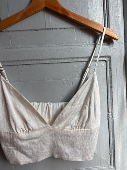 White Bralette Crop Top | Minimalist Cami | Adjustable Strap Crop Top