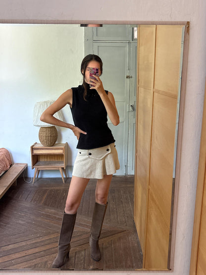 Vintage Y2K Black Sleeveless Turtleneck Sweater | Beaded Knit Top | Soft Wool Blend | Goth Minimalist