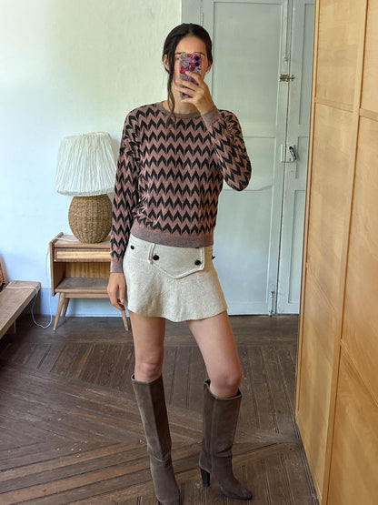 Vintage Sisley Sparkle Knit Sweater | Y2K Zig Zag Jumper | Fairy Grunge | Soft Stretch Knit