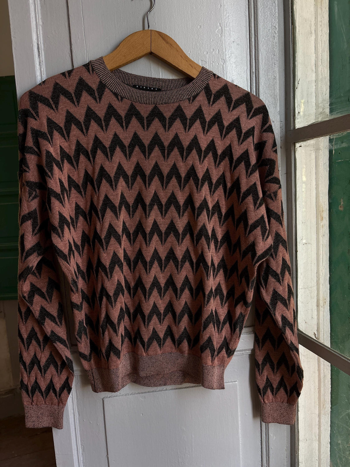 Vintage Sisley Sparkle Knit Sweater | Y2K Zig Zag Jumper | Fairy Grunge | Soft Stretch Knit