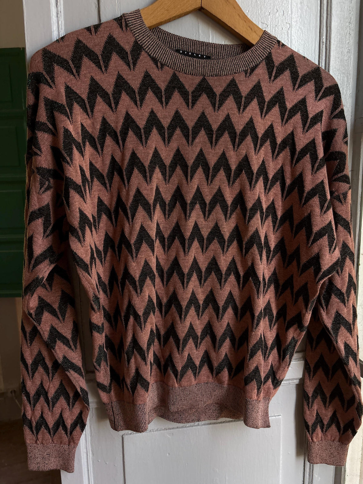 Vintage Sisley Sparkle Knit Sweater | Y2K Zig Zag Jumper | Fairy Grunge | Soft Stretch Knit