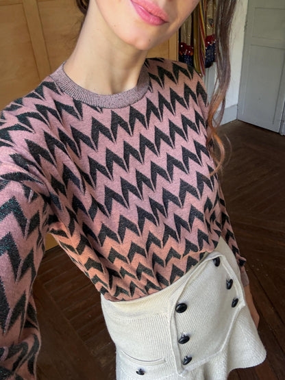 Vintage Sisley Sparkle Knit Sweater | Y2K Zig Zag Jumper | Fairy Grunge | Soft Stretch Knit