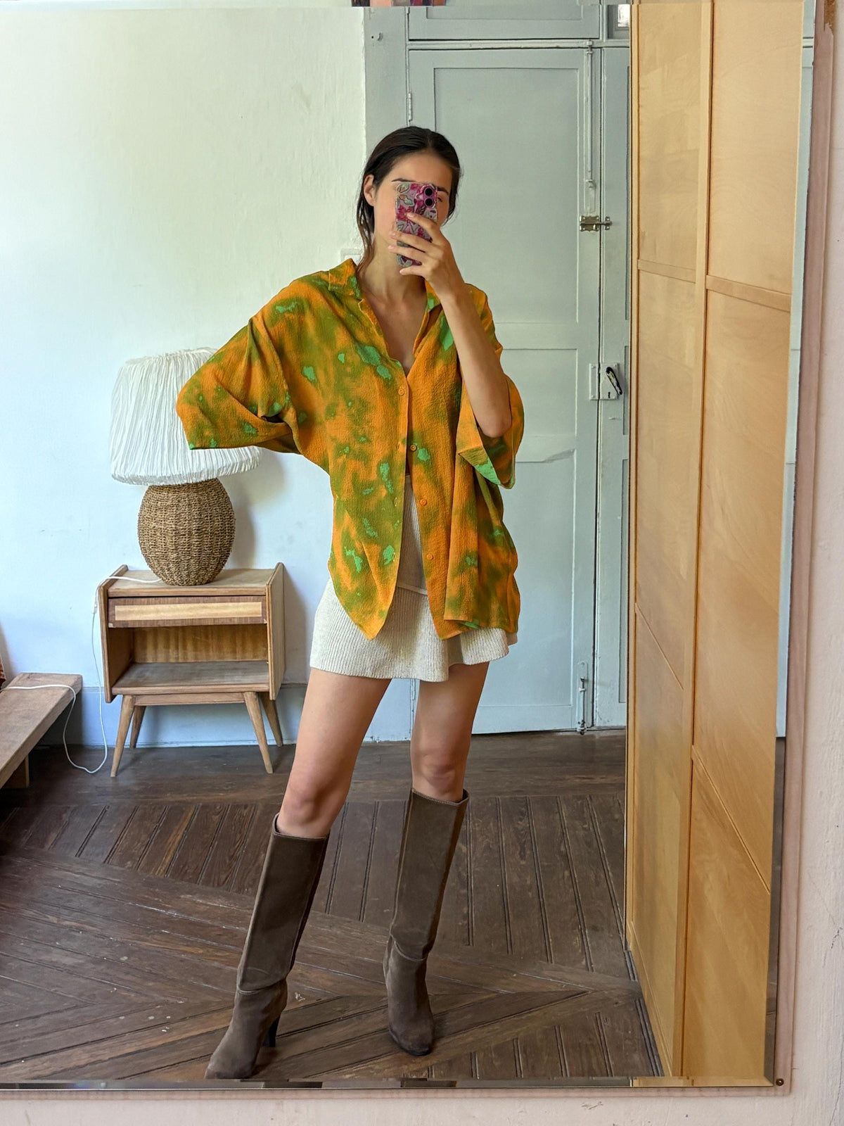 Artsy Abstract Print Oversized Shirt