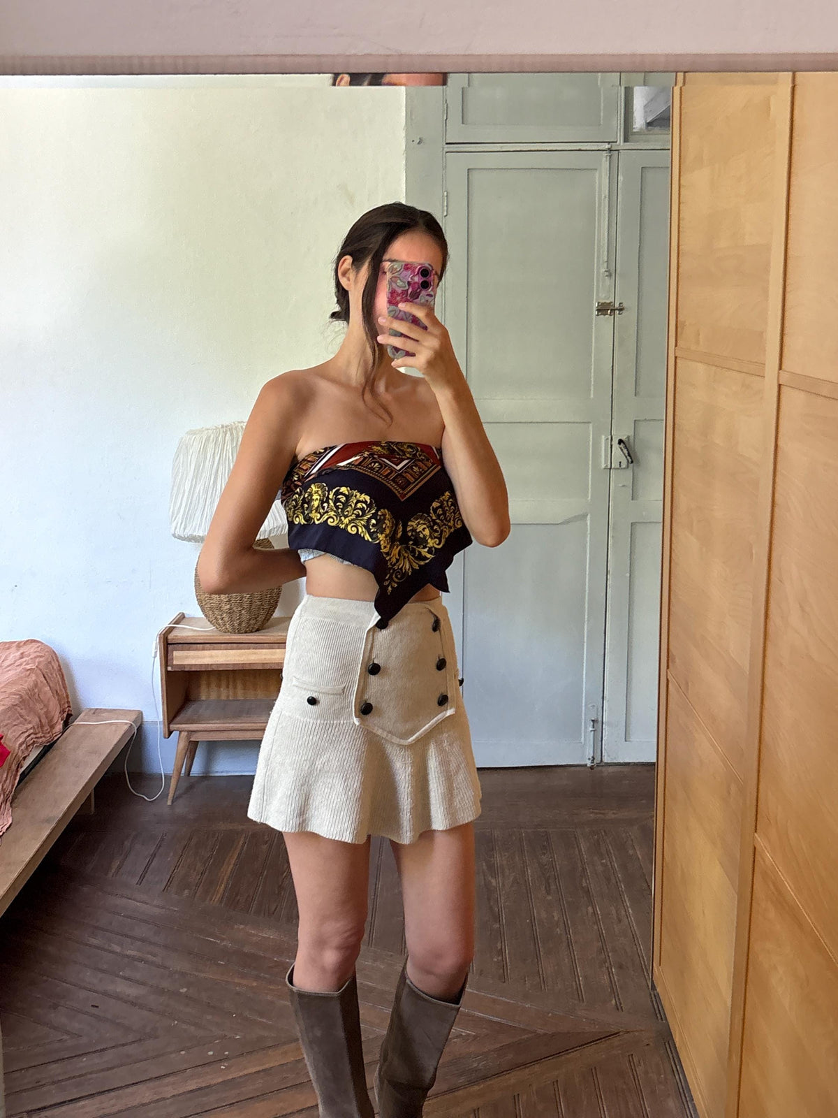 Vintage Baroque Print Scarf | Large Square Scarf | Versace Inspired Style | Wear as Top, Pareo or Headscarf