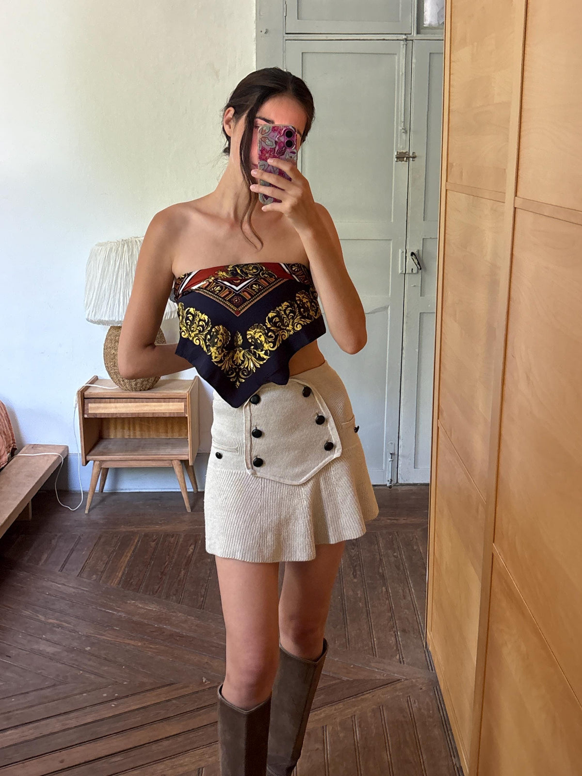 Vintage Baroque Print Scarf | Large Square Scarf | Versace Inspired Style | Wear as Top, Pareo or Headscarf