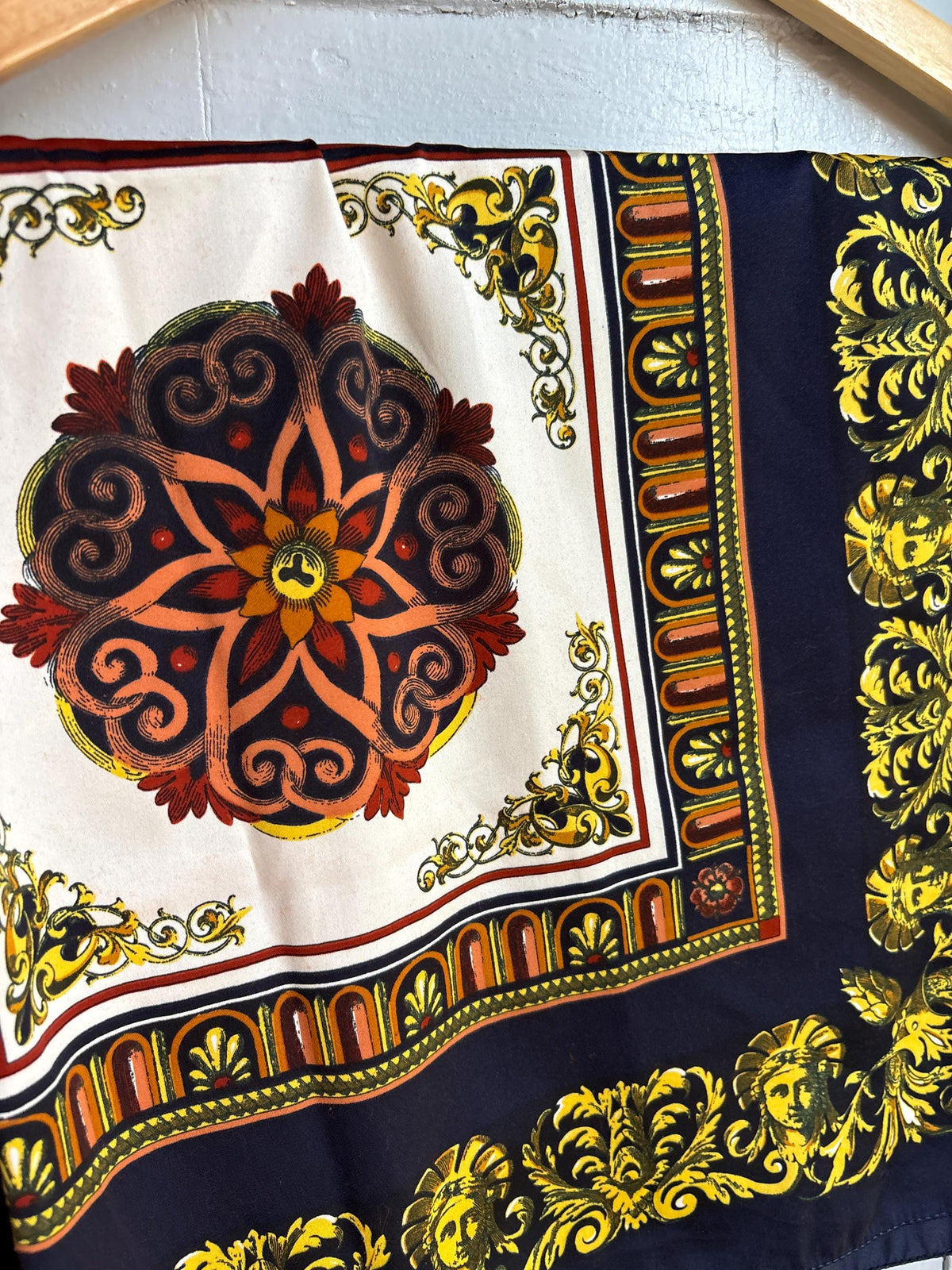 Vintage Baroque Print Scarf | Large Square Scarf | Versace Inspired Style | Wear as Top, Pareo or Headscarf