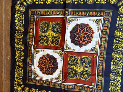 Vintage Baroque Print Scarf | Large Square Scarf | Versace Inspired Style | Wear as Top, Pareo or Headscarf