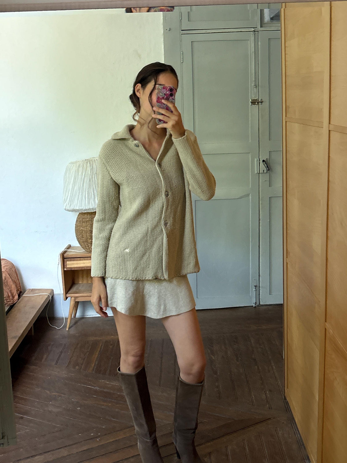 Burberry London Chunky Wool Cardigan | Beige Knit Button Up | Cozy Winter wear | Nova Check Buttons