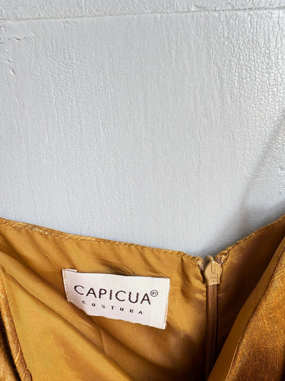 Vintage Capicua Costura Linen Dress | Made in Spain | Draped Midi | 90s Minimalist