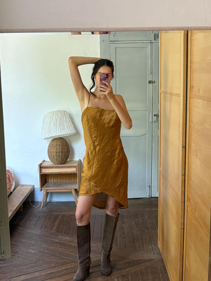 Vintage Capicua Costura Linen Dress | Made in Spain | Draped Midi | 90s Minimalist