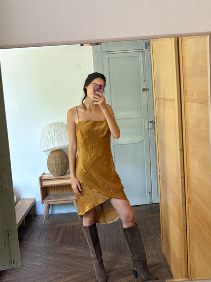 Vintage Capicua Costura Linen Dress | Made in Spain | Draped Midi | 90s Minimalist