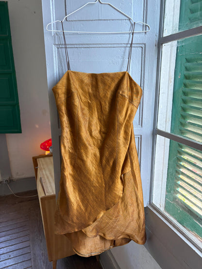 Vintage Capicua Costura Linen Dress | Made in Spain | Draped Midi | 90s Minimalist
