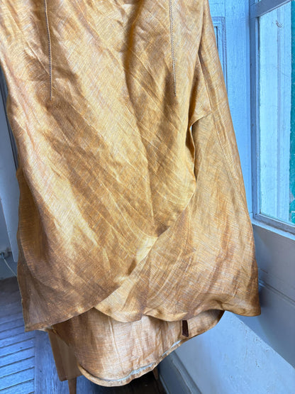Vintage Capicua Costura Linen Dress | Made in Spain | Draped Midi | 90s Minimalist