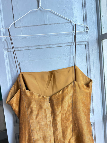 Vintage Capicua Costura Linen Dress | Made in Spain | Draped Midi | 90s Minimalist