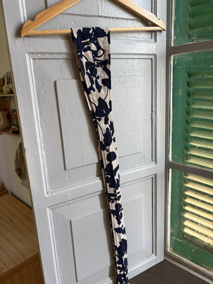 Vintage Embellished Wide Waist Belt | Blue & White Floral Sash Belt | Beaded Statement Obi Wrap